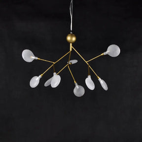 Gold Leaf Pendant Ceiling Light: Designer Acrylic Living Room Chandelier 9 / Gold