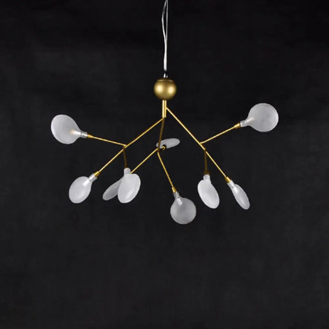 Gold Leaf Pendant Ceiling Light: Designer Acrylic Living Room Chandelier 9 / Gold