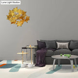 Gold Leaf Wall Mount Lamp With 4 Lights: Modernist Style For Bedroom