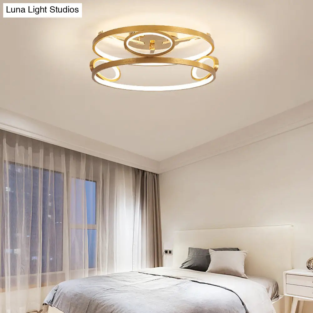 Gold Led Acrylic Ceiling Light Fixture For Living Room Tiered Semi Flush Mount 18’/23.5’ Wide