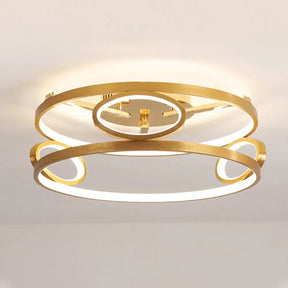 Gold Led Acrylic Ceiling Light Fixture For Living Room Tiered Semi Flush Mount 18’/23.5’ Wide / 18’