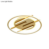 Gold Led Bedroom Ceiling Lamp: Simplicity Circle Flush Light Fixture - Aluminum 16.5’/20.5’ Width