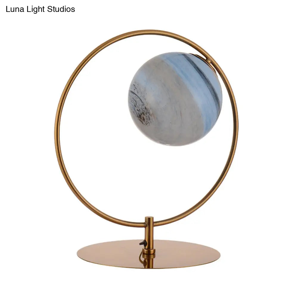 Gold Led Bedroom Table Lamp With Frosted Glass Shade