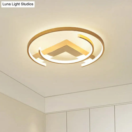 Gold Led Ceiling Flush Light With V And C Shaped Mount Design Acrylic Shade / 18 White
