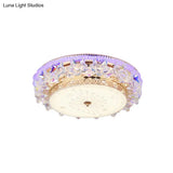 Gold Led Crystal Ceiling Light With Star Design - Simple And Stylish Flush Mount Fixture