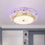 Gold Led Crystal Ceiling Light With Star Design - Simple And Stylish Flush Mount Fixture Clear