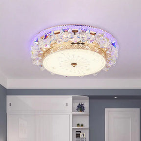 Gold Led Crystal Ceiling Light With Star Design - Simple And Stylish Flush Mount Fixture Clear