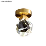 Gold Led Crystal Flush Mount For Minimalist Hallway