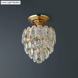 Gold Led Crystal Foyer Ceiling Lamp - Tapered Shape Postmodern Design Semi-Flush Mount