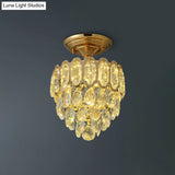 Gold Led Crystal Foyer Ceiling Lamp - Tapered Shape Postmodern Design Semi-Flush Mount