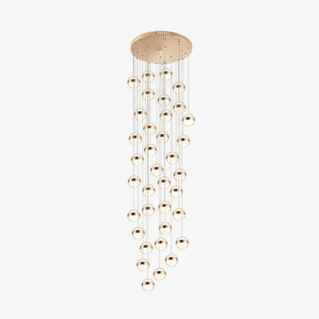 Gold Led Crystal Staircase Ceiling Light With Ball Shade 36 /