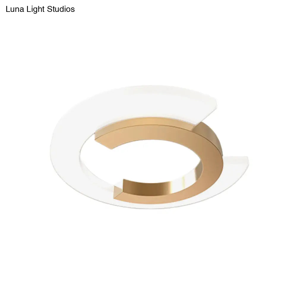 Gold Led Flush Mount Ceiling Light With Modern Acrylic Shade For Bedroom