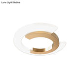 Gold Led Flush Mount Ceiling Light With Modern Acrylic Shade For Bedroom