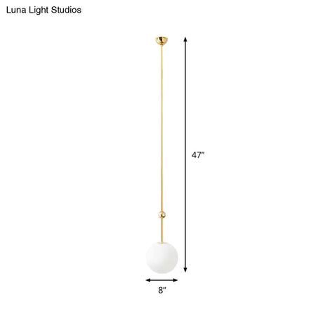 Gold Led Hanging Pendant With Milk Glass Shade 39’/47’ H - Simple And Elegant Bedroom