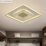 Gold Led Metal Flush Ceiling Lamp - 16’/19.5’ Simple Design Square/Round Fixture