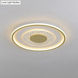 Gold Led Metal Flush Ceiling Lamp - 16’/19.5’ Simple Design Square/Round Fixture