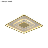 Gold Led Metal Flush Ceiling Lamp - 16’/19.5’ Simple Design Square/Round Fixture
