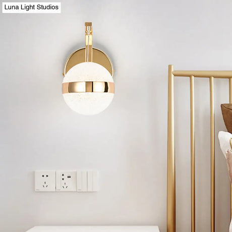 Gold Led Retro Crystal Sphere Wall Sconce Lighting For Living Room - Mount Lamp