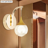 Gold Led Retro Crystal Sphere Wall Sconce Lighting For Living Room - Mount Lamp