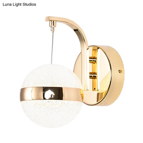 Gold Led Retro Crystal Sphere Wall Sconce Lighting For Living Room - Mount Lamp