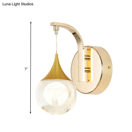 Gold Led Retro Crystal Sphere Wall Sconce Lighting For Living Room - Mount Lamp