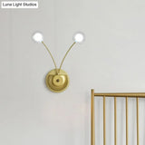 Gold Led Wall Mounted Bedroom Light With Clear Glass Shade - Set Of 2 Bulbs