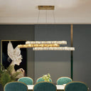 Gold Linear Island Pendant Light With Crystal Accents And Led Minimalist Design / 31.5