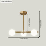 Gold Linear Island Pendant Light With Spherical Glass Shade - Perfect For Dining Table And