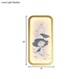 Gold Lotus Fabric Wall Sconce With Led Flush Mount For Bedroom