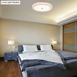 Gold Metal And Crystal Led Flushed Ceiling Light With Peacock/Floral Pattern - 16’/19.5’ Wide