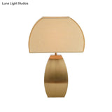 Gold Metal Base Desk Lamp: Modern Task Light With Shaded Head & Small Fabric Design