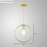 Gold Metal Cage Pendant Ceiling Light - Nordic Design 1 Bulb Dining Room Suspension