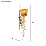 Gold Metal Candlestick Wall Sconce Light With Crystal Accent - Traditional Bedroom Lighting
