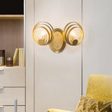 Gold Metal Circle Wall Lamp Sconce: Traditional Bedside Light With 1/2 Bulbs 2 /