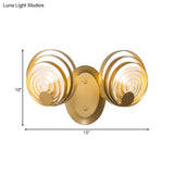 Gold Metal Circle Wall Lamp Sconce: Traditional Bedside Light With 1/2 Bulbs