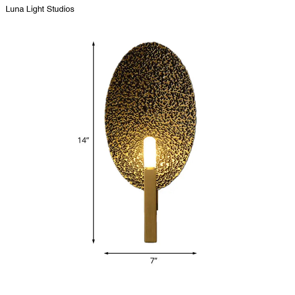 Gold Metal Elliptical Wall Sconce With Luxurious 1-Head Design - Modern Bare Bulb Light