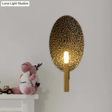 Gold Metal Elliptical Wall Sconce With Luxurious 1-Head Design - Modern Bare Bulb Light