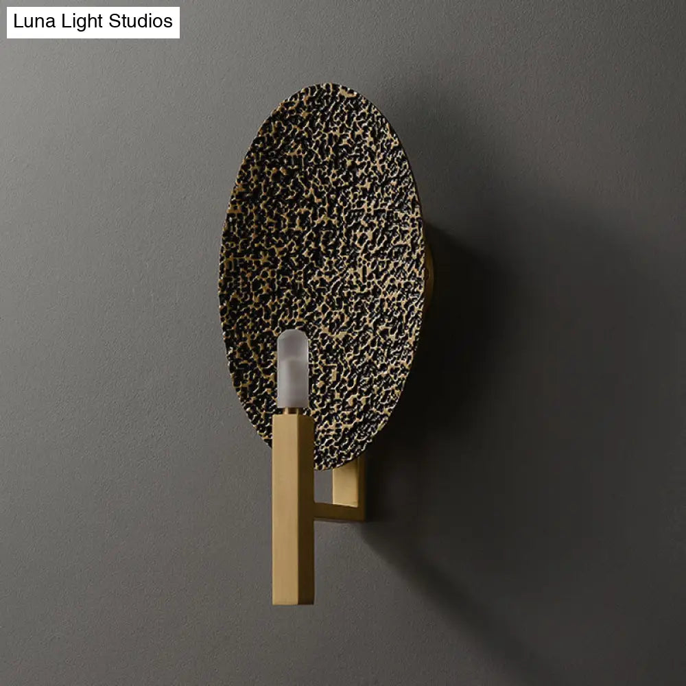 Gold Metal Elliptical Wall Sconce With Luxurious 1-Head Design - Modern Bare Bulb Light