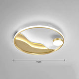 Gold Metal Flush Mount Led Ceiling Light For Minimalistic Abstract Bedroom Art / 16’ White