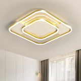 Gold Metal Flush Mount Led Ceiling Light With Rhombus Frame And Warm/White - 16.5/20.5 W