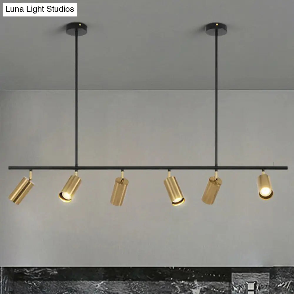 Gold Metal Island Ceiling Light - Postmodern Electroplated Tube Spotlight For Dining Room