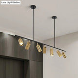 Gold Metal Island Ceiling Light - Postmodern Electroplated Tube Spotlight For Dining Room