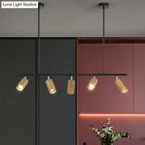 Gold Metal Island Ceiling Light - Postmodern Electroplated Tube Spotlight For Dining Room