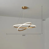 Gold Metal Led Chandelier: Modern Circular Suspension Lighting For Living Room 2 / Large