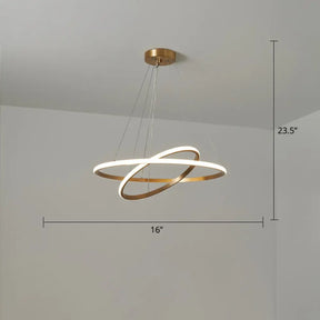Gold Metal Led Chandelier: Modern Circular Suspension Lighting For Living Room 2 / Small