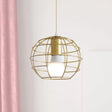 Gold Metal Pendant Light With Globe/Hexagon Cage Shade For Dining Room / Globe