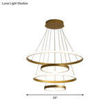 Gold Metal Postmodern Led Pendant Light - Multi-Loop Shaped Restaurant Chandelier