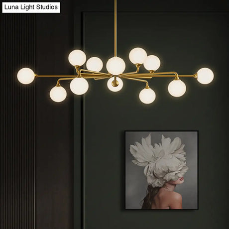 Gold Metal Sputnik Pendant Lighting With White Glass Shades - Modernize Your Living Room 6/9/12
