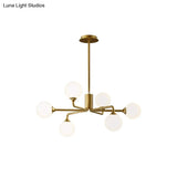 Gold Metal Sputnik Pendant Lighting With White Glass Shades - Modernize Your Living Room 6/9/12