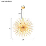 Gold Metal Starburst Chandelier Pendant Light - 20.5/23/25 Dia Modern Led Hanging Ceiling